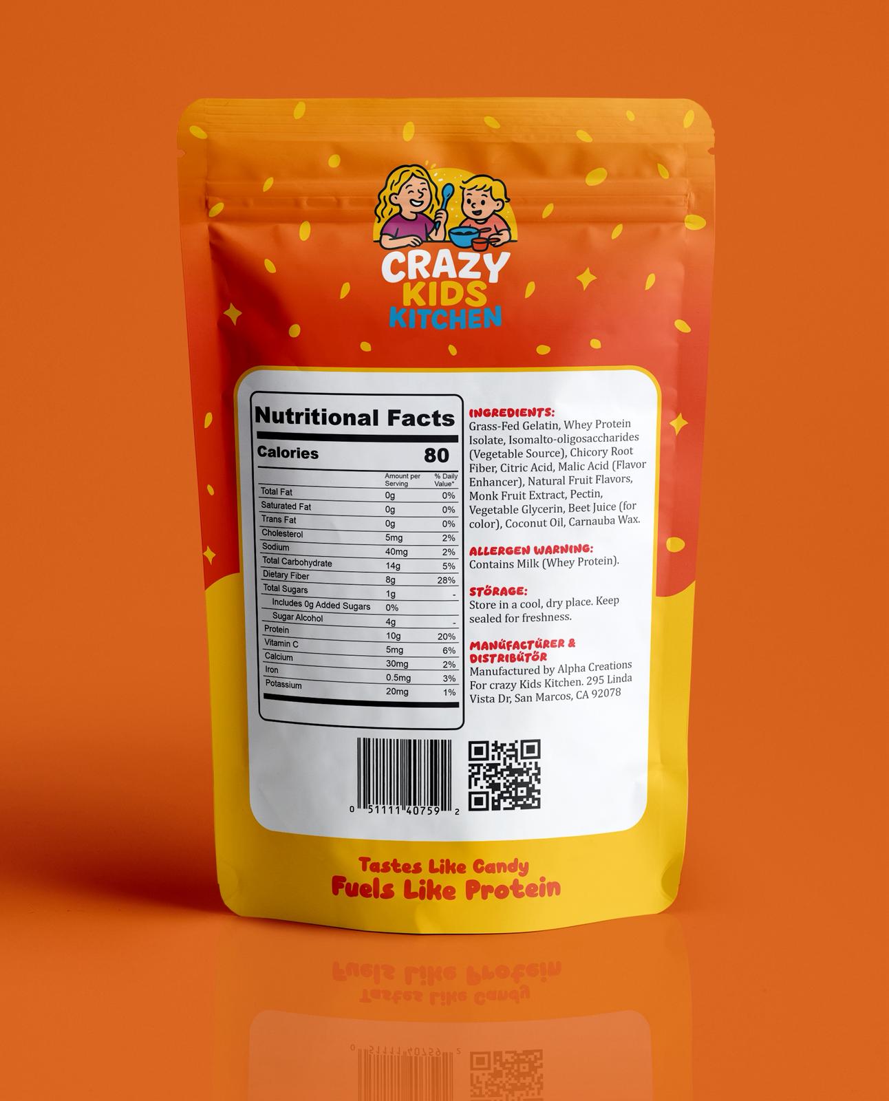 (PRE-ORDERS ONLY) Protein Buddies by Crazy Kids Kitchen – High-Protein Gummy Snack (50 Gummy Bears)