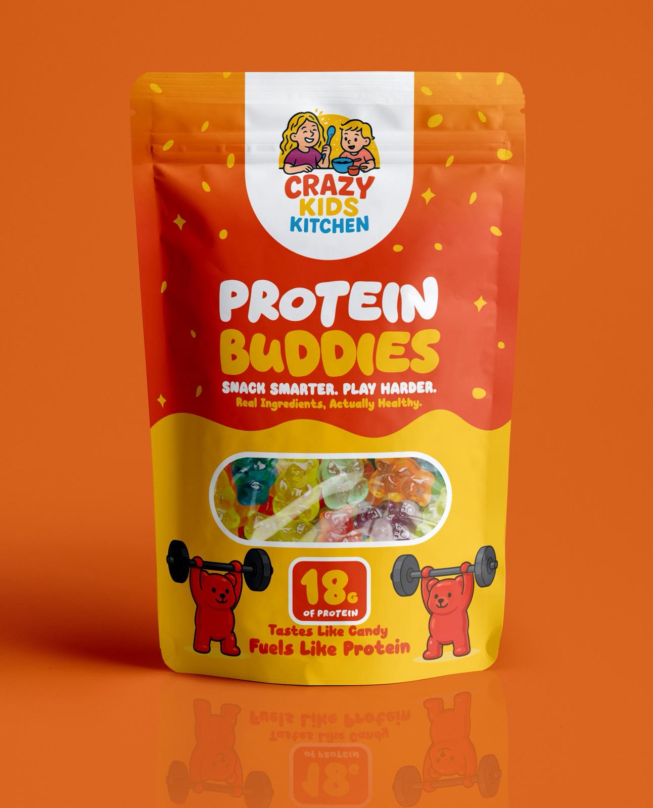 (PRE-ORDERS ONLY) Protein Buddies by Crazy Kids Kitchen – High-Protein Gummy Snack (50 Gummy Bears)