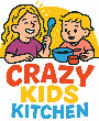 Logo for 'Crazy Kids Kitchen' with two children and a bowl of food on a white background.